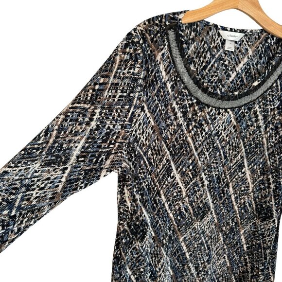 CJ Banks Blouse Size 1X Multicolor Crinkly Sleeves 3/4 Women Blouse - Picture 3 of 12